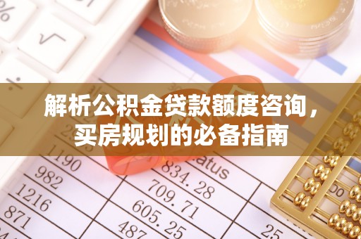 滨湖解析公积金贷款额度咨询，买房规划的必备指南