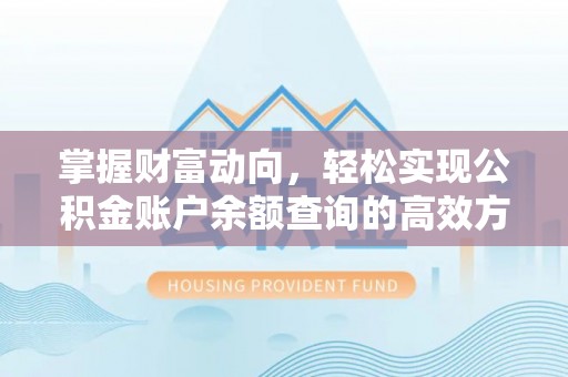 滨湖掌握财富动向，轻松实现公积金账户余额查询的高效方式