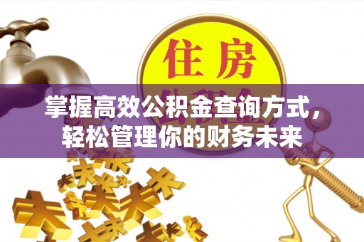 滨湖掌握高效公积金查询方式，轻松管理你的财务未来
