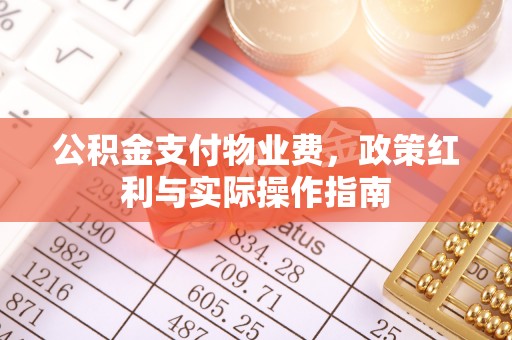 滨湖公积金支付物业费，政策红利与实际操作指南
